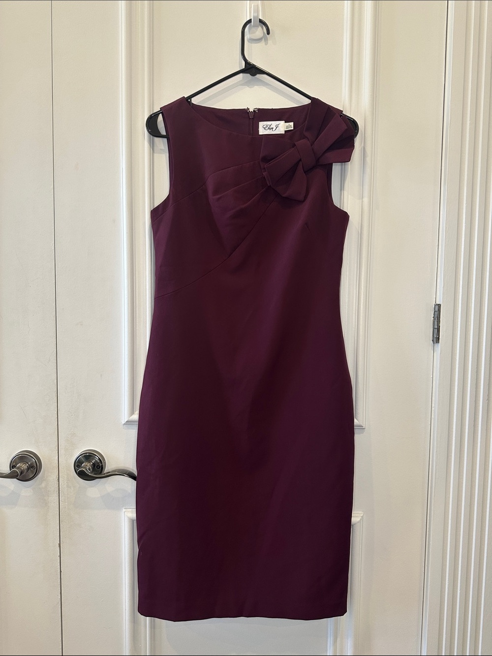 Eliza J Plum Sleeveless Sheath Dress with Shoulder Bow